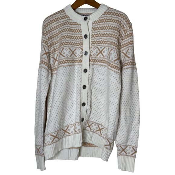 Amana Sweaters - Vintage Amana Fair Isle Cardigan M/L 100% Orlon Acrylic Made In USA Knit Sweater